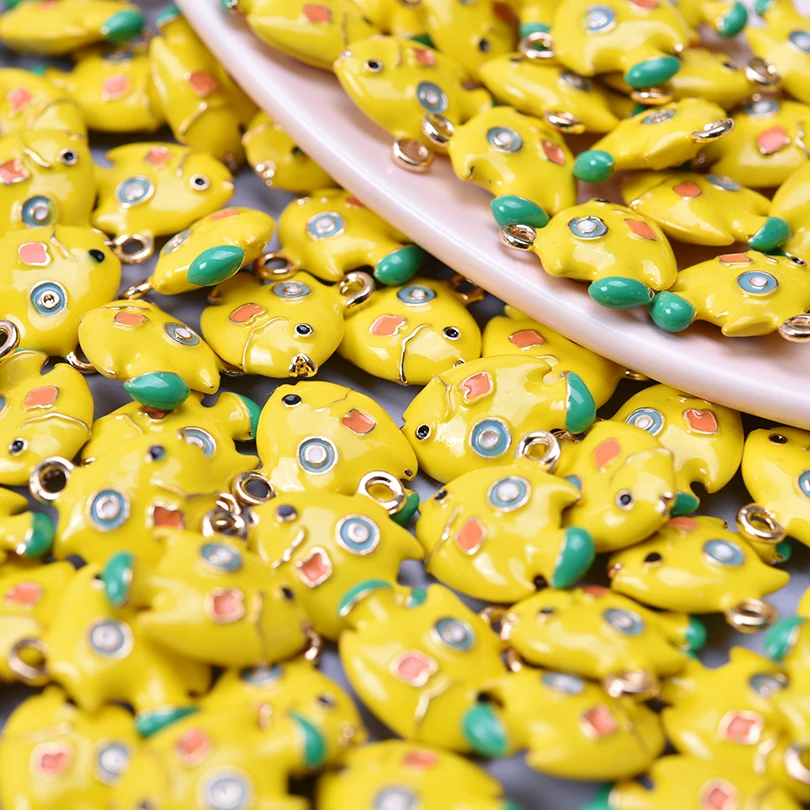 9pcs/Lot Enamel Marine Animals Clownfish Hippocampus Japonicus Coral Fish Charms For Jewelry Making Supplies Cartoon DIY Pendant
