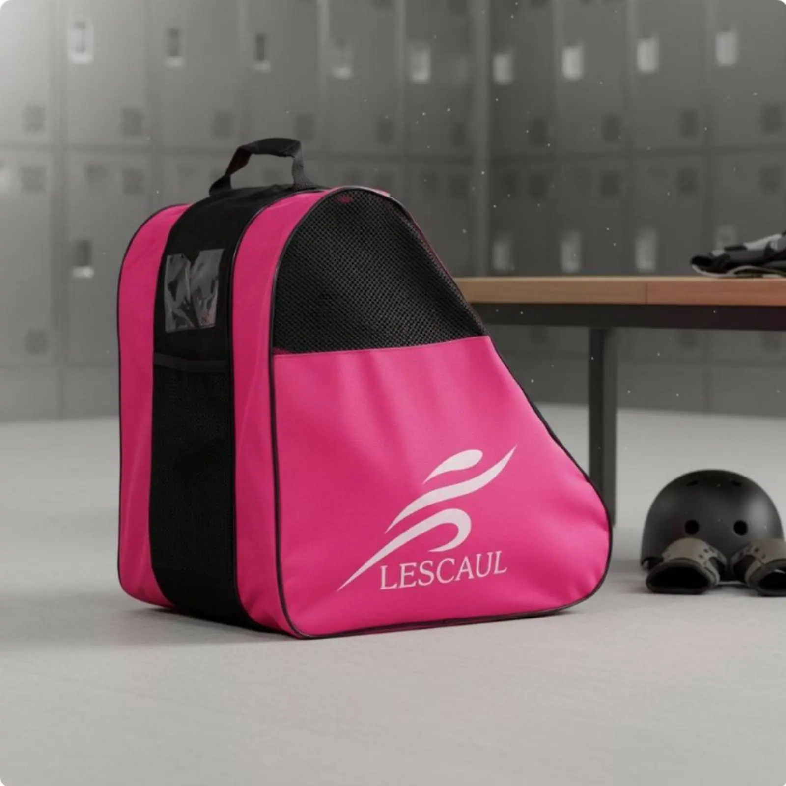 Four-Wheel Wheeled Footwear Backpack Thickened Material Inline Wheeled Footwear Carrying Bag Adjustable Strap Breathable Mesh view 3