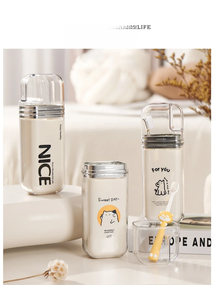 

Tee-in-One Portable Travel Luxury Tooth Cup Storage Mouthwa Cup Lightweight Waing Cup Plastic Material Simple Sle Hom...