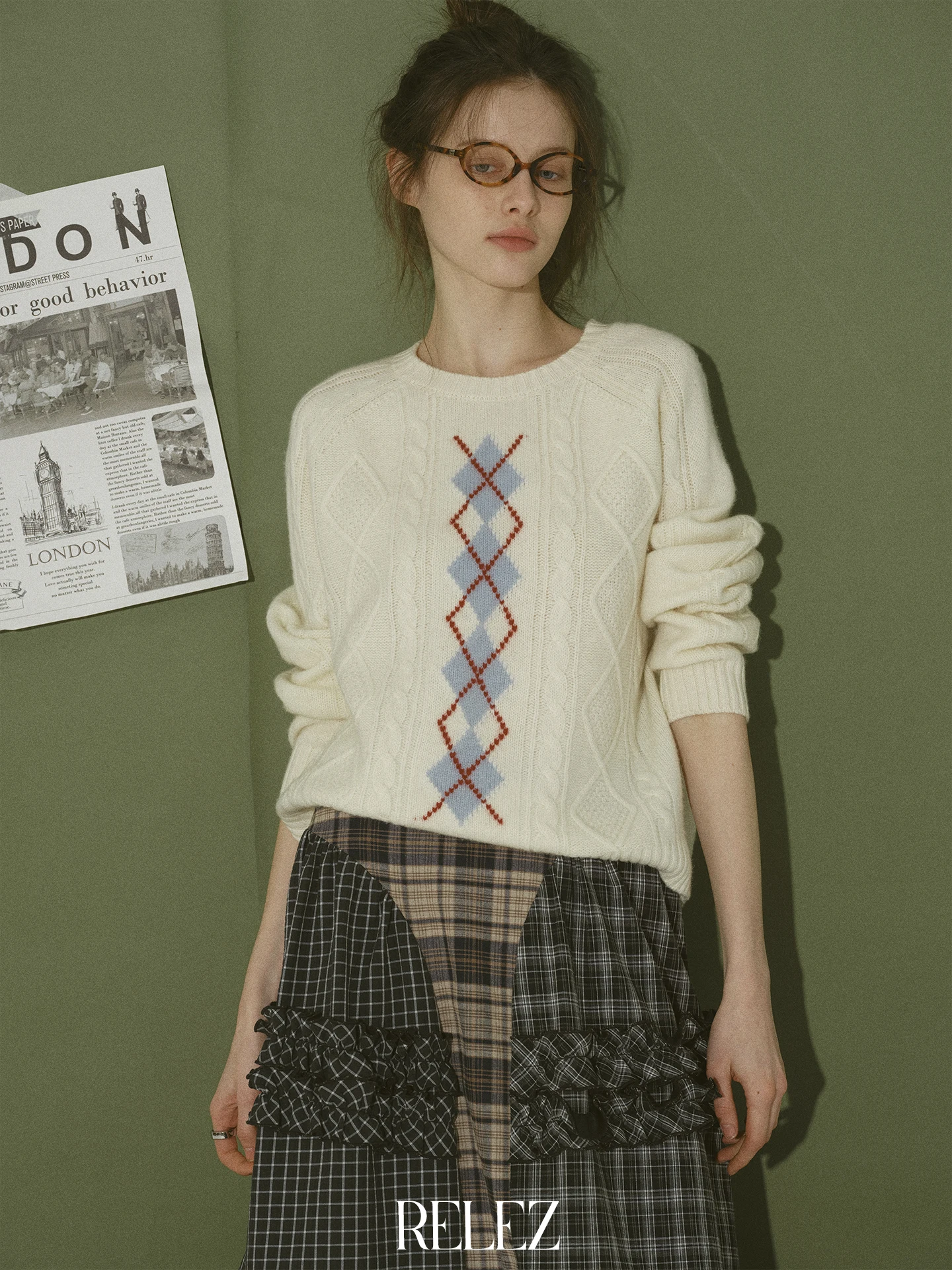 

Женский вязаный свитер Relez с круглым вырезом, в стиле ретро, с цветовыми блоками, повседневный, модный, для работы, простой, зимний, новинка