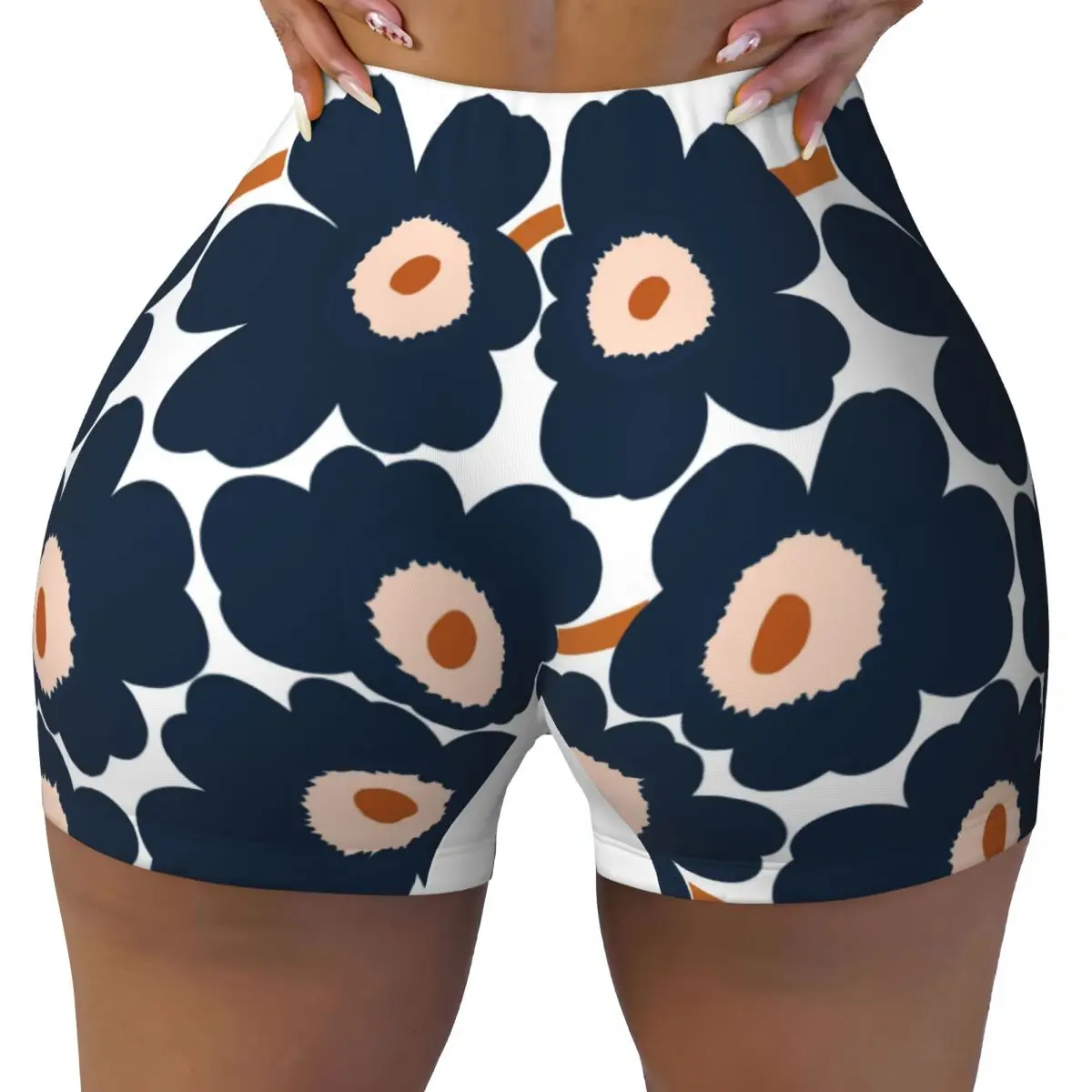 Custom Little Poppy Print Gym Biker Running Shorts for Women Fashion Modern Style Workout Yoga Shorts