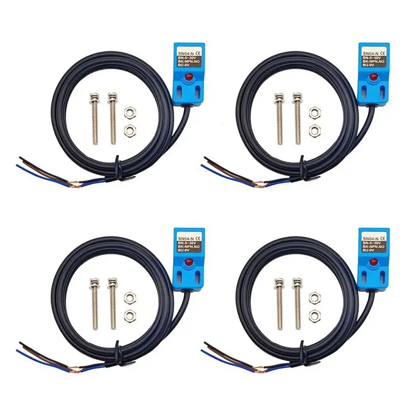 Inductive Proximity Sensor SN04-N Normally Open Detection Approach Switch NPN NO With TL PL SN Bracket Easy Install (4 Pack)-[A2