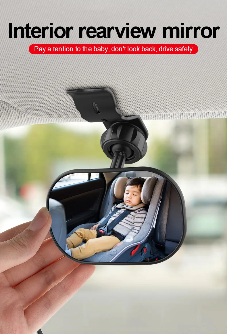 Neuer Auto-Rückspiegel, Weitwinkel-Sicherheitsspiegel für Windschutzscheiben, Kindersitze, klare Reflexion, 360-Grad drehbar, verstellbar – Detail 1