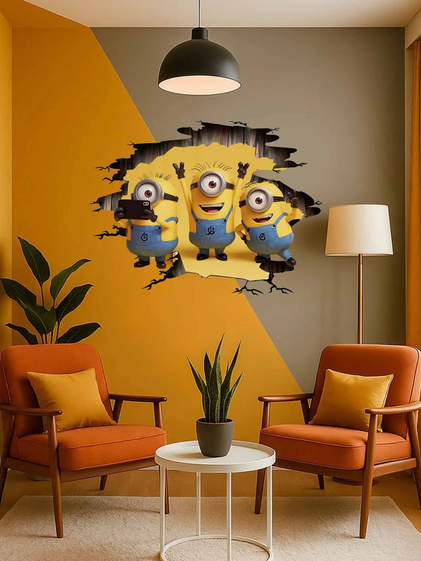 Minions Wall Sticker, Trendy Minions Character Print, Bright HD Visual Art, Wall Accent Decor, Anniversary Gift, Party Favor
