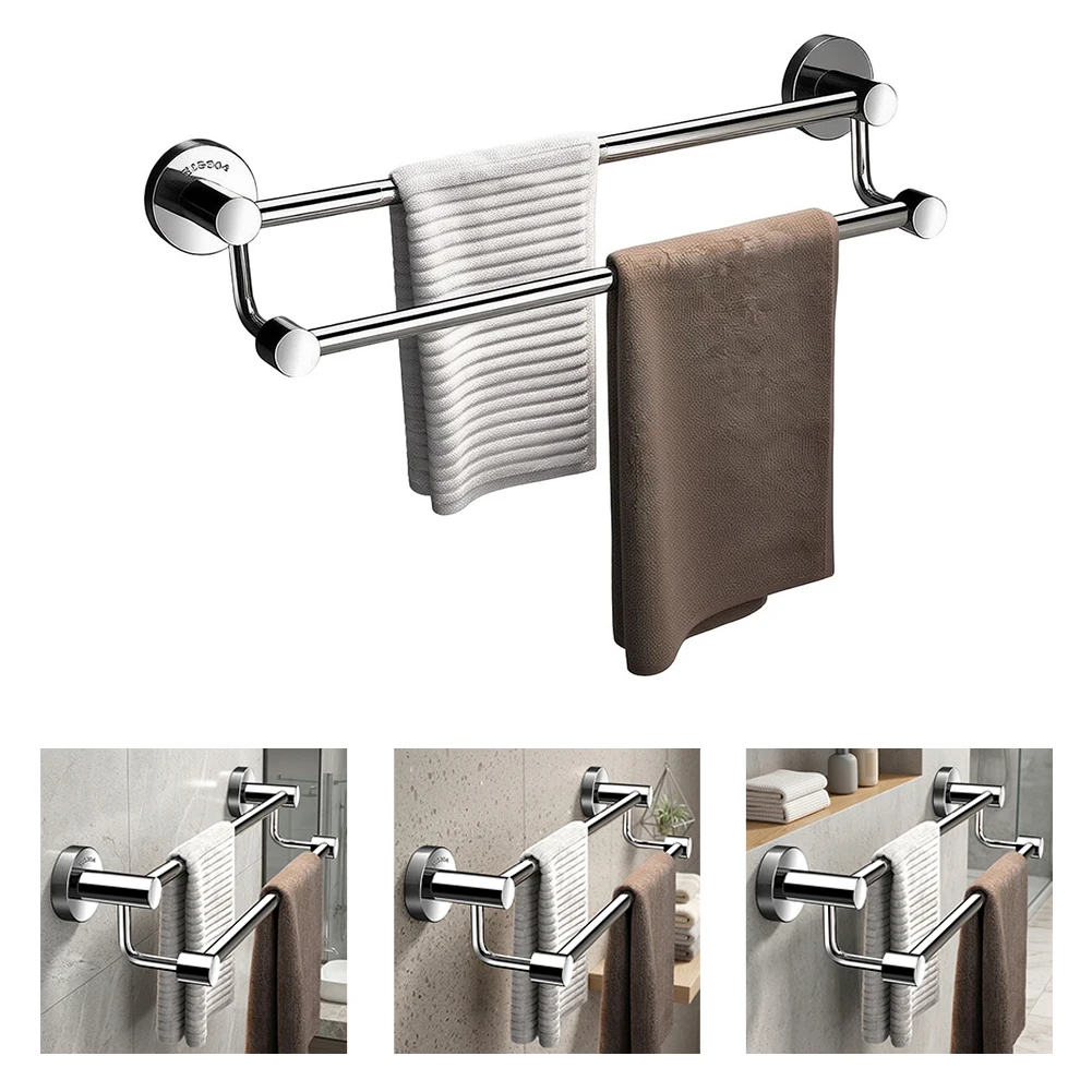 Stainless Steel Double Towel Bar with Scientific Projection Design for Improved Airflow and Efficient Towel Drying