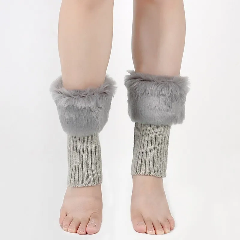 패션 여성 봄 겨울 니트 숏 레그 커버 여성 인조 렉스 퍼 니패드 레그 워머 손목 보호대 소녀 선물