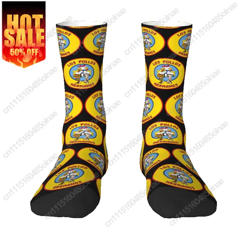 Breaking Bad Los Pollos Hermanos Men's Crew Unisex Sock Fun The Chicken Brothers Spring Summer Autumn Winter Dress Socks