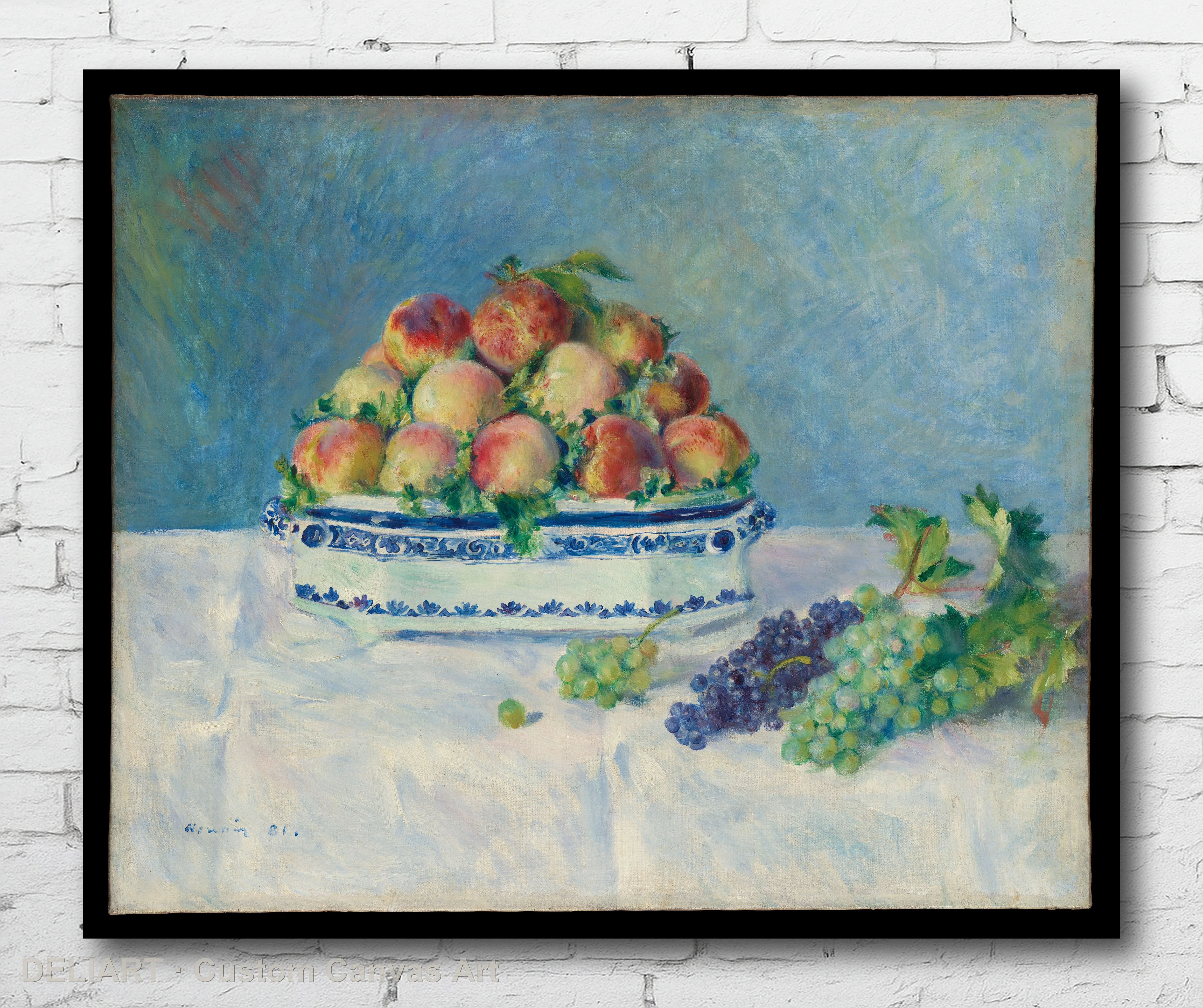

Still Life with Peaches and Grapes by Auguste Renoir - Impressionist Fine Art Canvas Wall Art Poster Print Home Decor Unframed