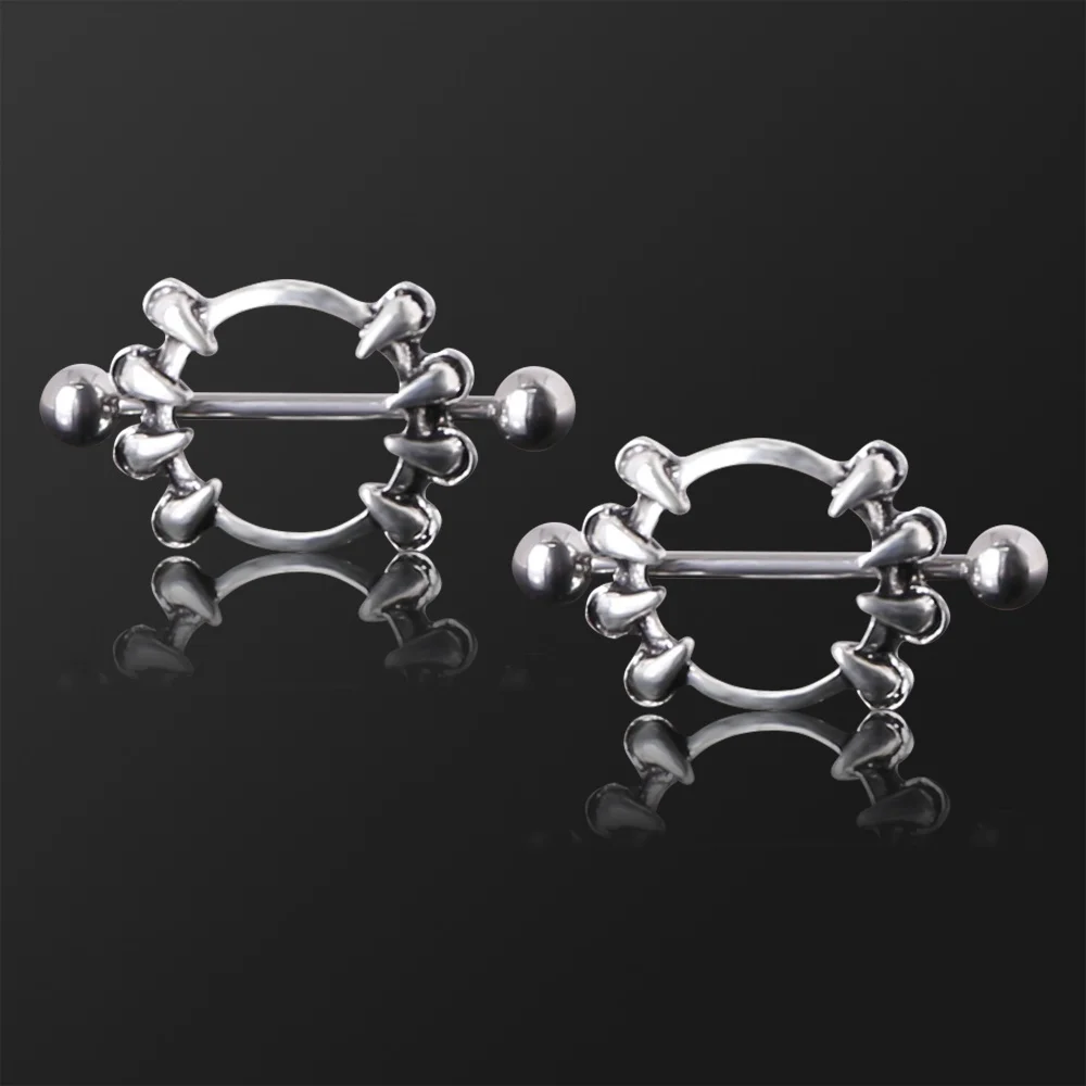 

1 Pair Punk Spider Teeth Sexy Nipple Piercing Stainless Steel Breast Clip Barbell Nipple Rings Body Piercing Jewelry for Women