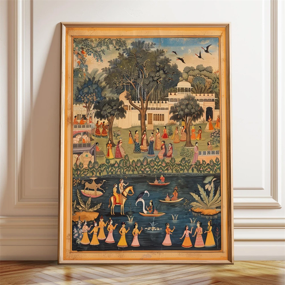 Thai Temple Art Poster Mythical Creatures Illustration Art Prints Mughal Arch Collage Poster Bohemian Canvas Painting Decor
