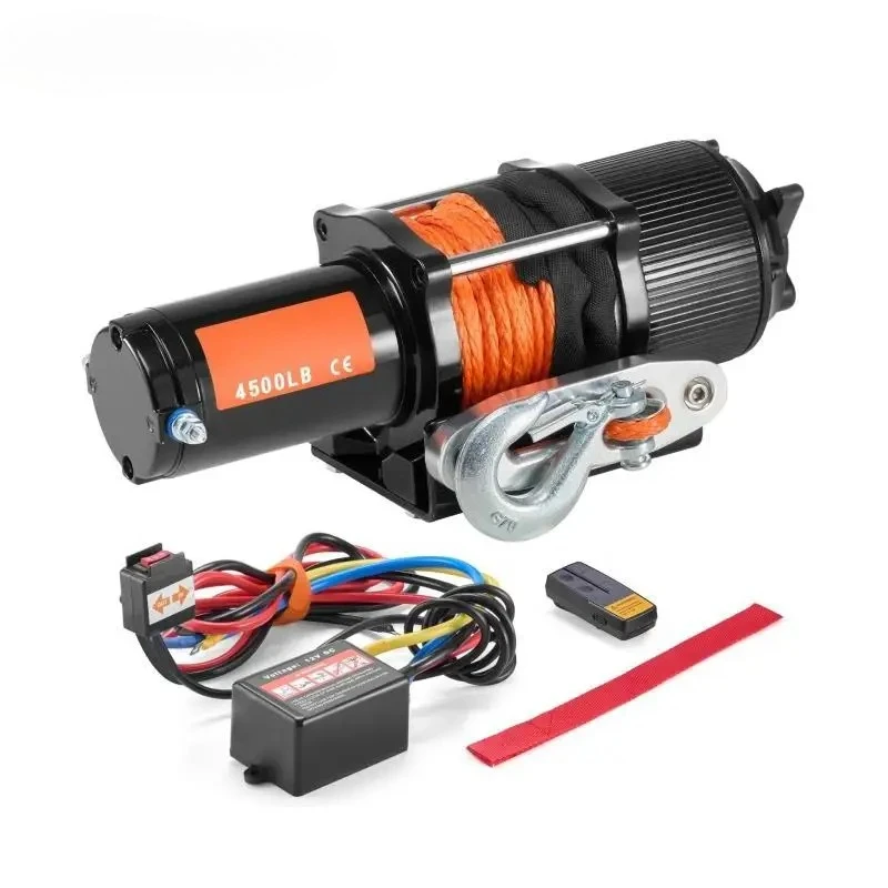 

Electric Winch DC with 39 ft Synthetic Rope Wireless & Wired RemoteControl IP55