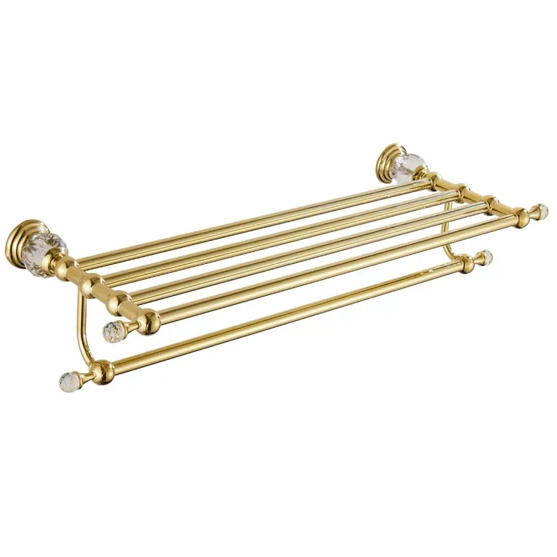 

European stainless steel towel rack, gold crystal pendant set, bath towel rack, wall-mounted toilet, bathroom hardware