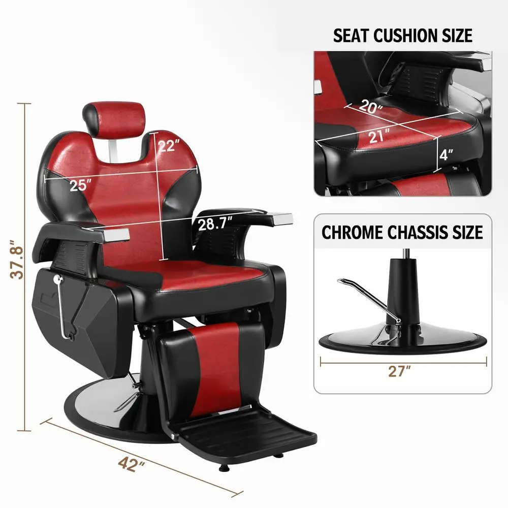 

Hydraulic Barber Chair, 21 Wide Styling Chairs for Salon with 450 LBS Capacity, 135 Recline Tattoo and Makeup Chair,Red Black