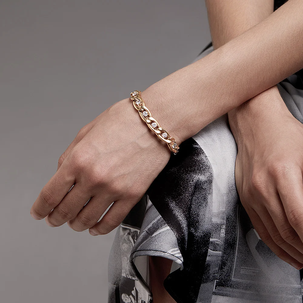 ENFASHION Zircons Chain Bracelet For Women Stainless Steel Elegant Bracelets Gold Color Fashion Jewelry Pulseras Friends B212228