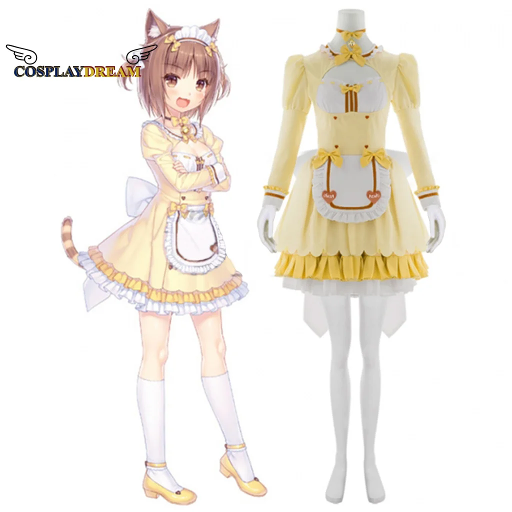 Game Nekopara Chocolate Vanilla Cosplay Costume Yellow Dress Cosplay Maid Lolita Dress Suit Cat Cosplay Role Play Outfits