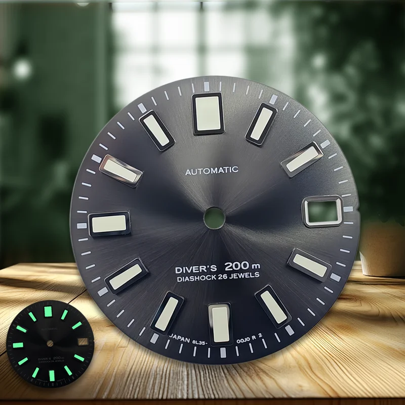 

NH35 Dial 28.5mm Dial 62MSA Dial S dial C3 Green Lume Suitable for NH35/NH36/4R/6R/7S Movement Modification Parts