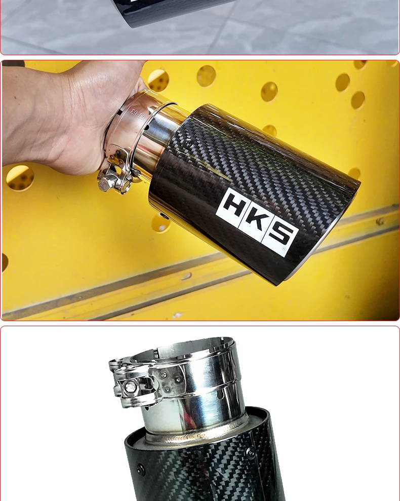 HKS Carbon Fiber Muffler Car Exhaust Pipe Decorative Universal Tailpipe Nozzle Rolled/Straight edge Multi 89 101 114mm Outlet