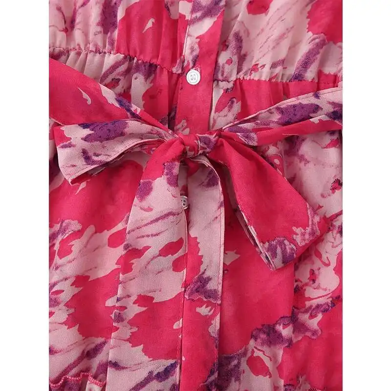 BabYoung Frühling 2025, Damen-Knopf vorne mit Gürteldruck, langes Hemd, Kleider, Stehkragen, A-E, schlank, Chiffon, Maxi, Vestidos