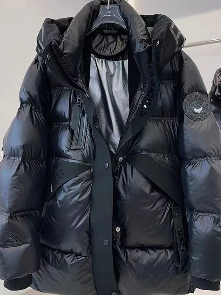 2024 feminino com capuz 90% pato branco para baixo casaco feminino inverno brilhante quente engrossado longo puffer jaqueta à prova de vento outwear