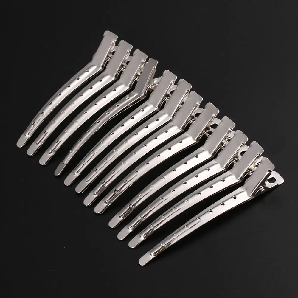 12PCS Professional Stainless Steel  Sectioning Clamp Hair Clip Duck Mouth Fixed hair clip Wavy curls