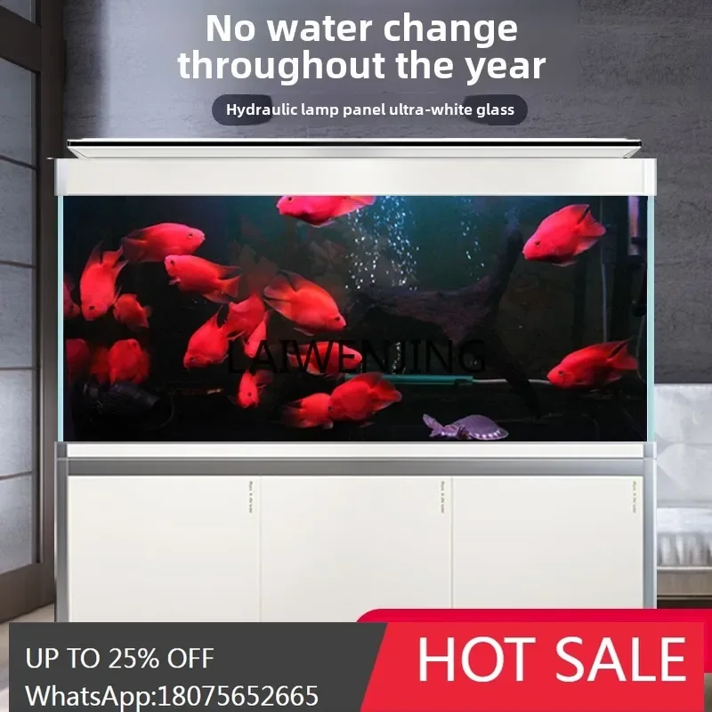 large fish tank aquarium lazy ecological water-free living room small ultra-white bottom filter tank