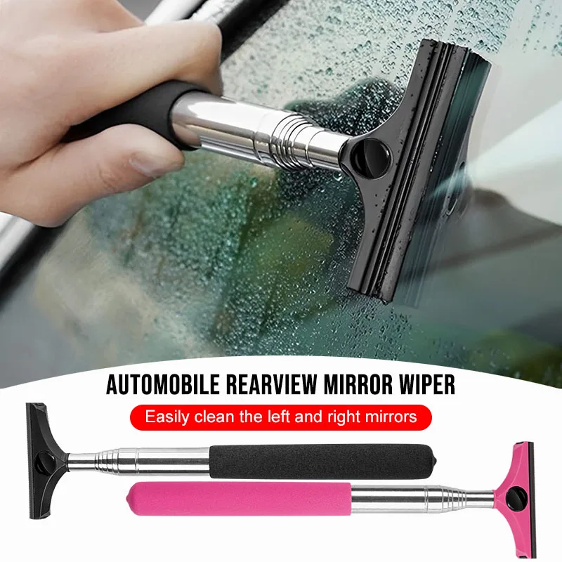 

Rearview Mirror Wiper Retractable Handle Portable Rubber Squeegee Cleaning Tools Car Rearview Mirror Rain Remover Caps