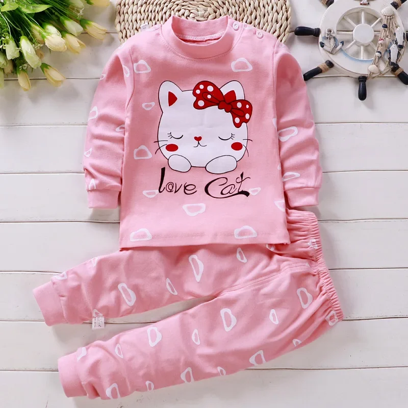 Children\'s Clothing Spring and Autumn Catoon Underwear Set Baby Boys Girls Cotton Pajamas