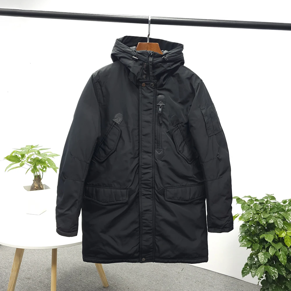 

Утепленная хлопковая куртка! Ветрозащитный и водоотталкивающий! Мужское демисезонное хлопковое пальто средней длины с капюшоном, повседневное, теплое