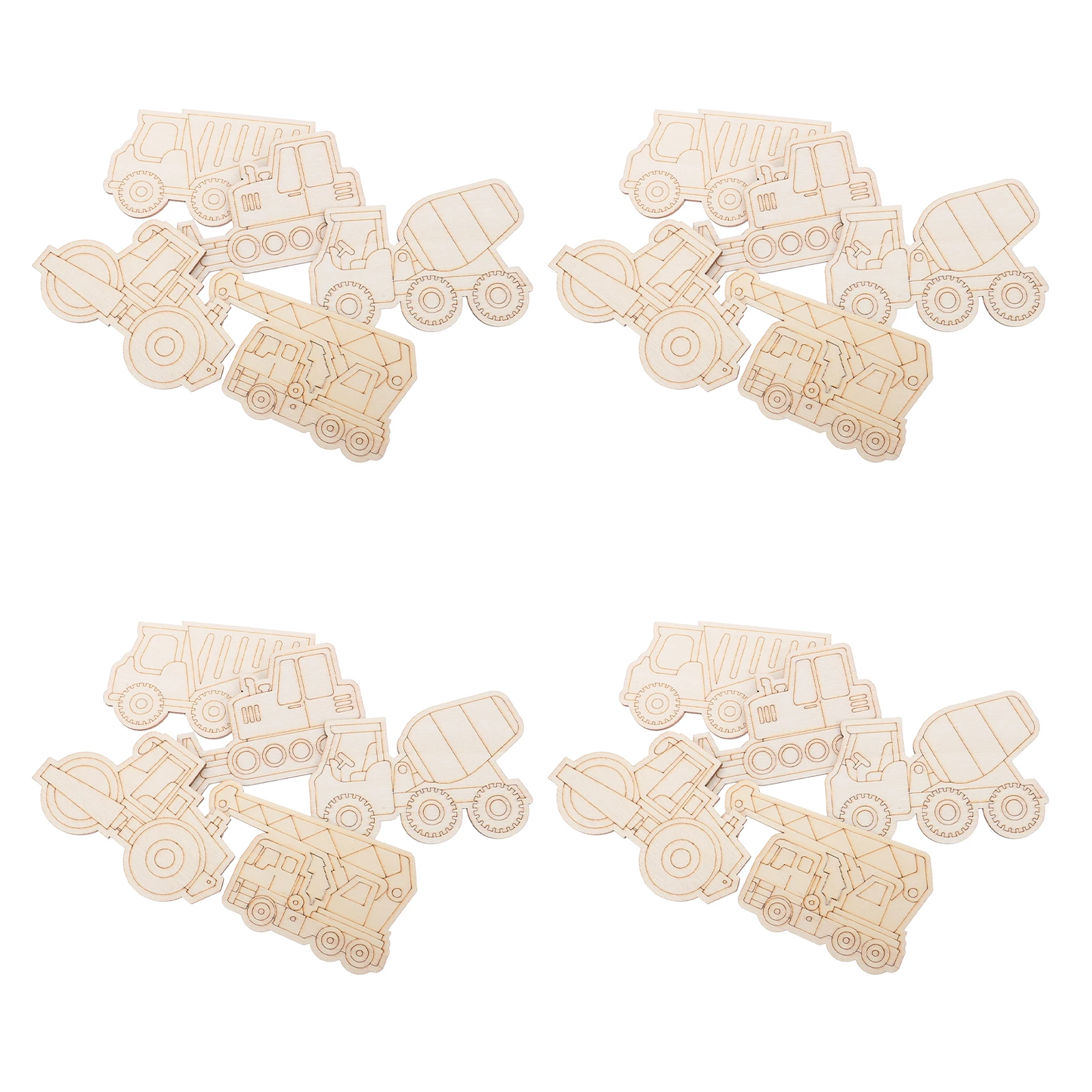

45 шт. неокрашенные деревянные вырезы для транспортных средств, гладкие детали из дерева «сделай сам» для детских художественных проектов, строительные тематические украшения, ремесло