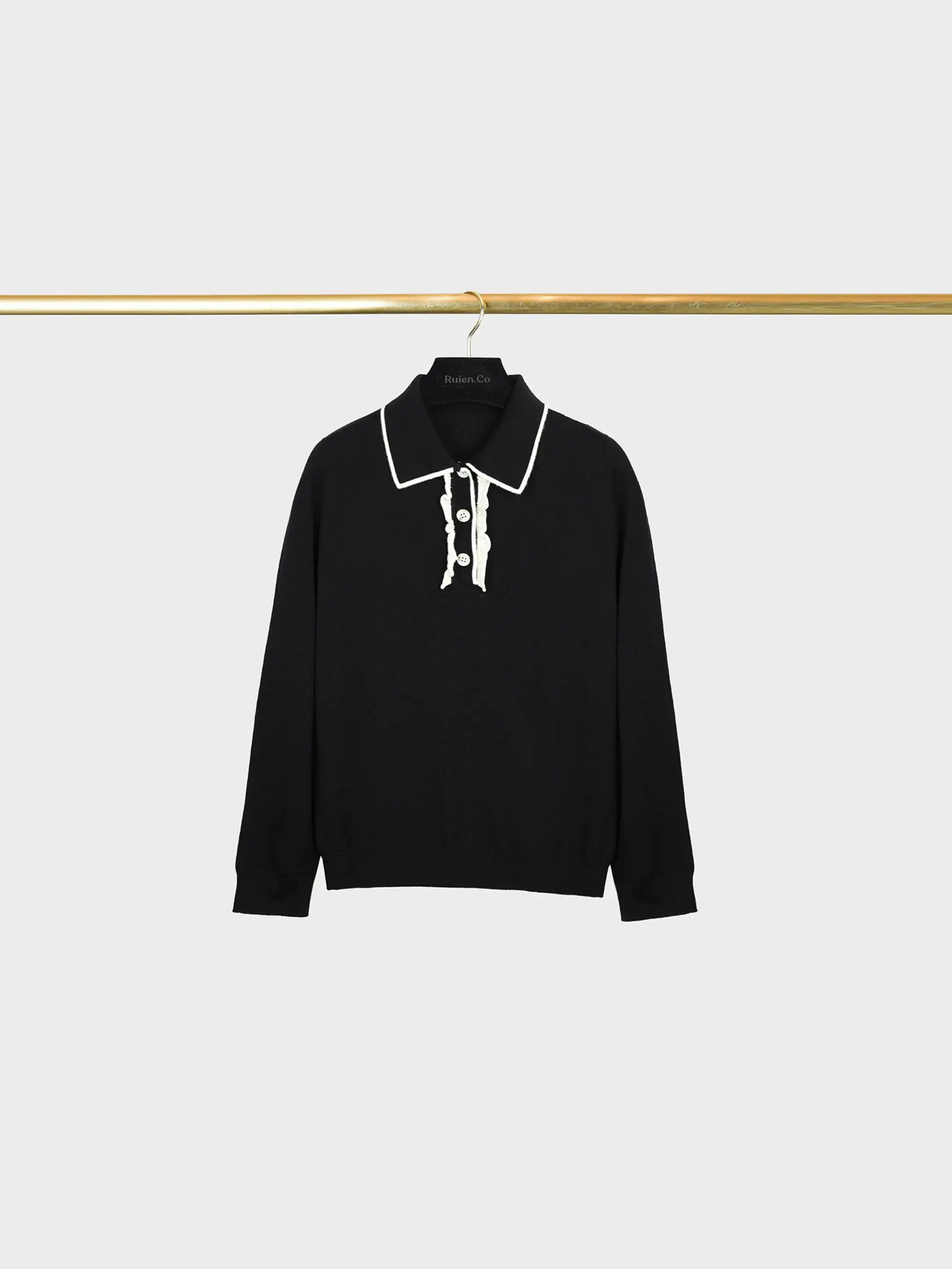 

Sl Knitted Wool Sweater with Lace Collar by RuienCo. Loose Fit Long Sve Winter Faion for Women 40-49 Years Old