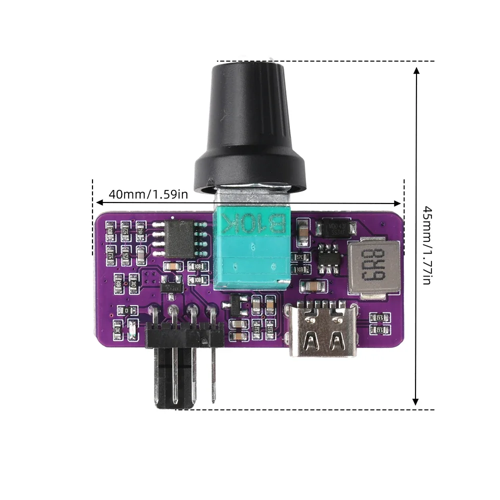 PWM Speed Controller Wind Speed Controller 4Pin Type-C Fan Speed Regulator DC-DC Boost Circuit for DIY Water-Cooled Adjustable