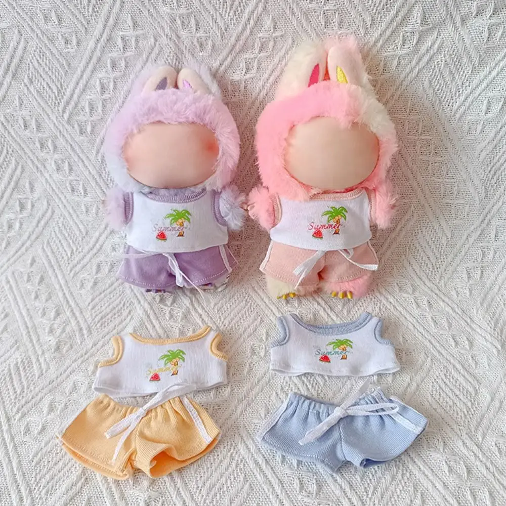 Clothes For 17cm Labuubu Clothes T-shirt Shorts Suits Plush Stuffed Toy Doll Accessories Outfit For Korea Kpop EXO Dolls