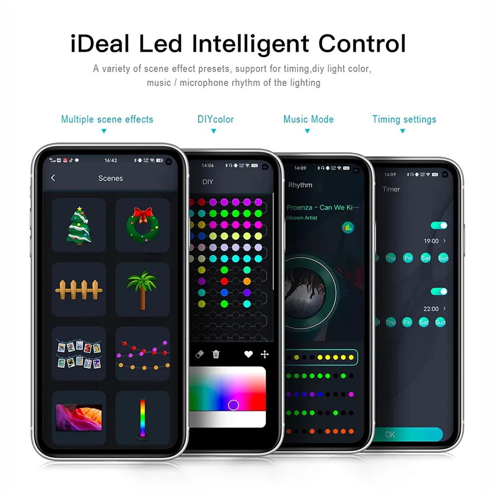 40M Ideale Led-App Intelligente Bediening Led Sprookjeslicht 5V Rgb Ic Waterdicht Licht String Geschikt Voor Kerstfeest Decora