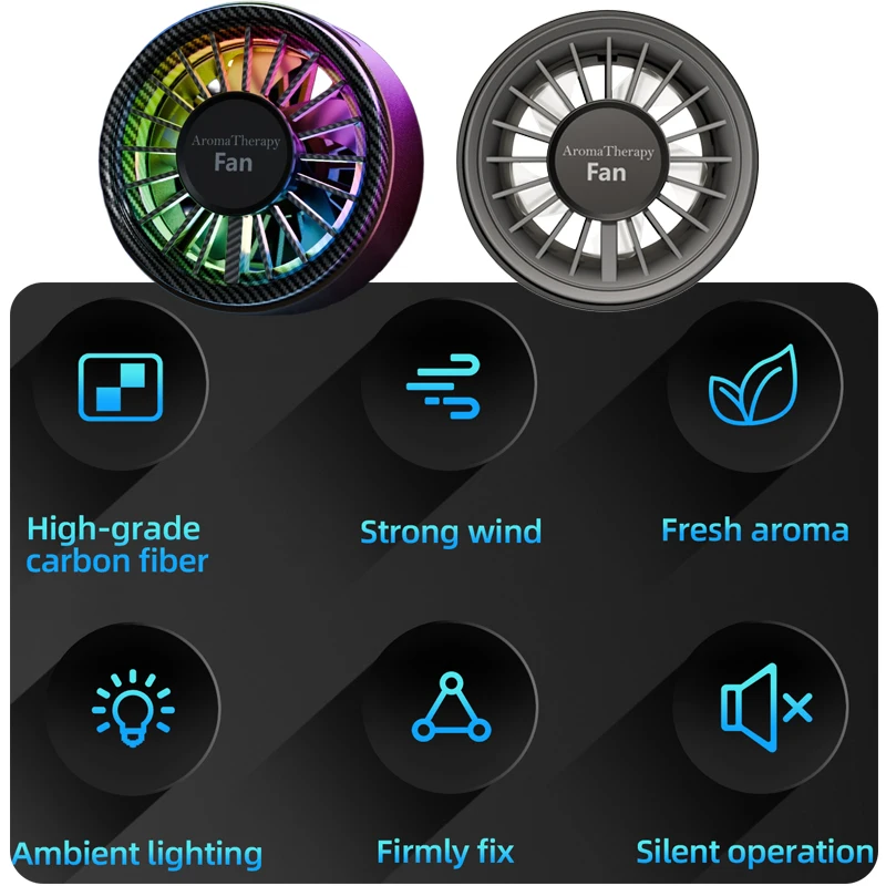 

NEW Car Mini Fan Air Outlet Fan USB LED Atmosphere Light 3 Speeds Adjustable Suitable for 99% Car Air Outlet Clip Fans