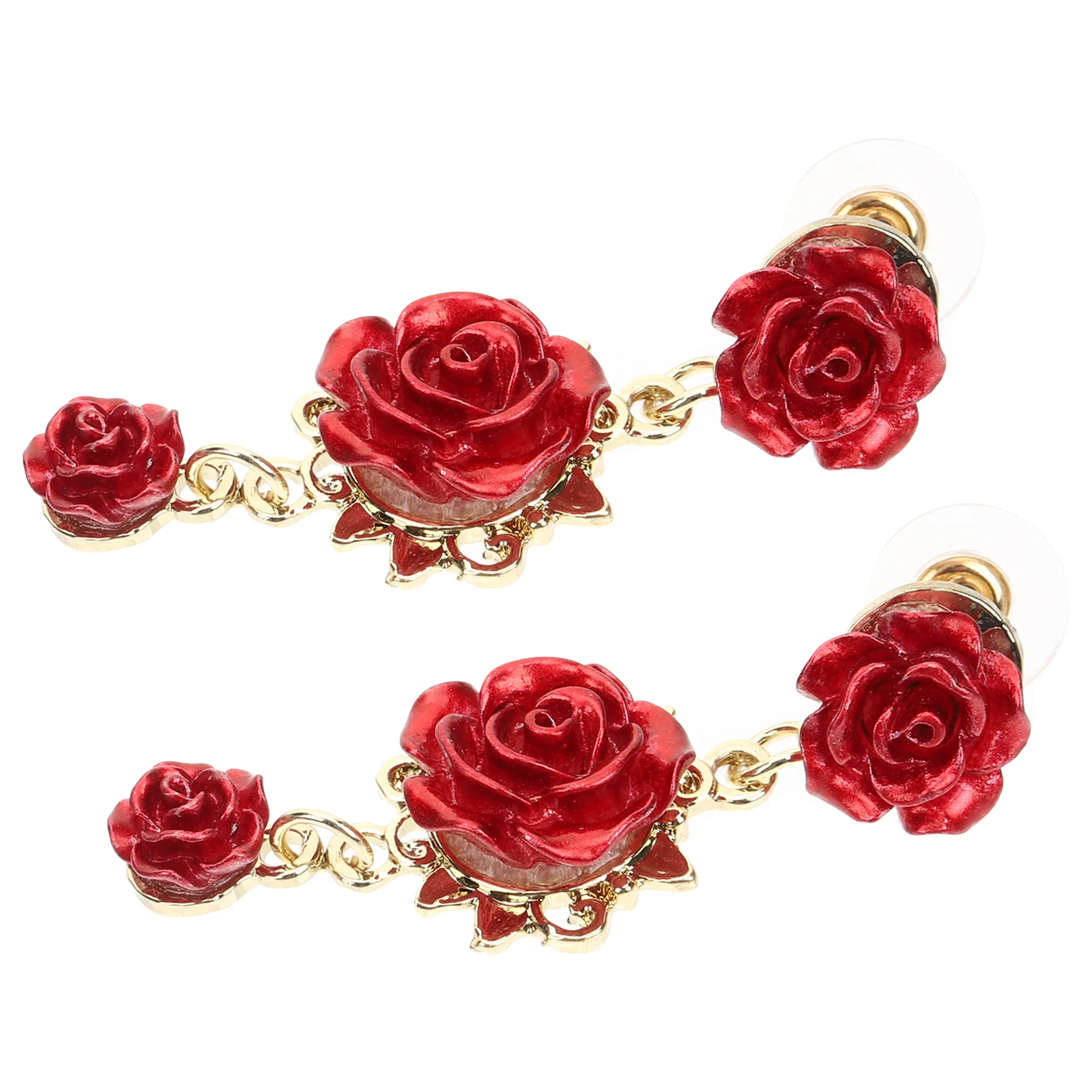 Exquisite Rose Earrings Vintage Flower Dangle Statement Jewelry for Women Perfect for Daily Wear and Special Occasions