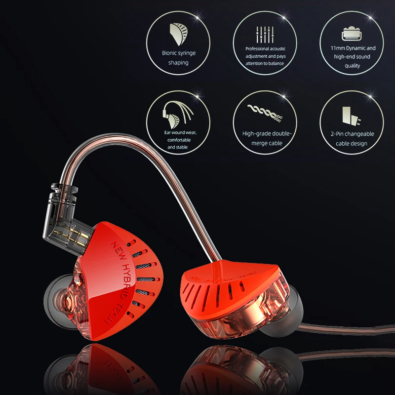 Auscultadores com Microfone com Cancelamento de Ruído, Earbuds LD2 Music Monitor, Fone Hi Fi Baixo, Destacável, Plug L-Shape, Fones De Ouvido Com Fio