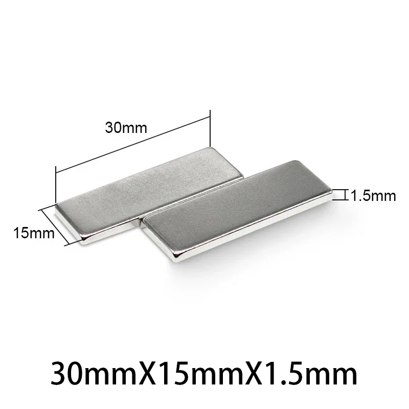 2~100PCS 30x15x1.5mm Block Magnets 30mm x 15mm x 1.5mm N35 Permanent NdFeB Super Strong Powerful Magnets 30*15*1.5mm