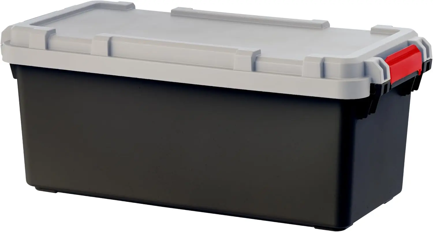IRIS USA 2-Pack 15 Gallon Lockable Storage Trunk TrailBox, Dark Gray/Gray