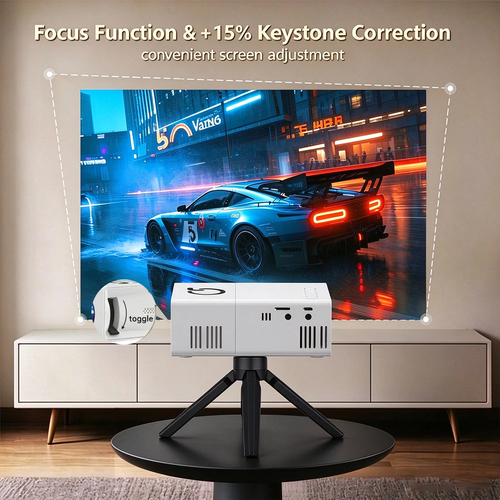 Intelligent Mini Projector Support 1080P 4K Decode Quick Focusing Wired Screen Mirroring Home Cinema Projector Office Projector
