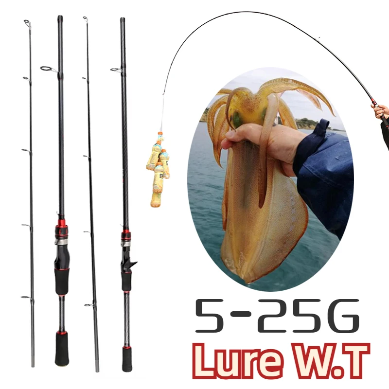 Ultralight Carbon Travel Lure Fishing Rod ML Power Spin/Casting 2 Section Saltwater Jigging Pole 1.8m 1.65m Bait Weight 5-25g