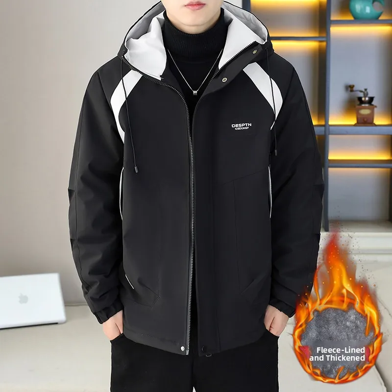 

Мужская зимняя утепленная хлопковая куртка-ветровка New Sle Outdoor, теплая, модная, длинная, с капюшоном, с эффектом окрашивания