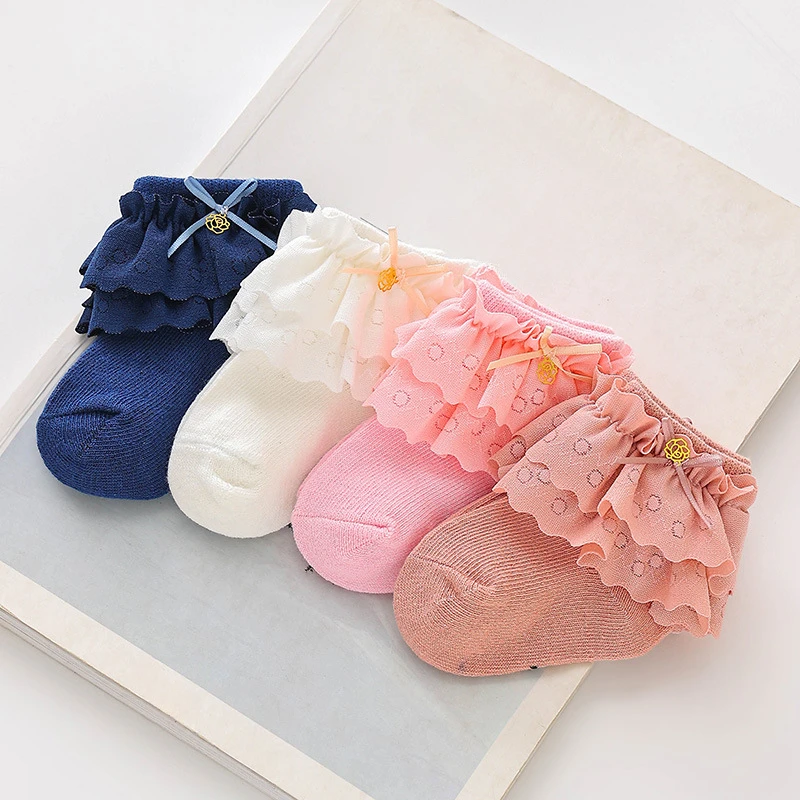 0-18 Months Spring and Winter Korean Version of Fashion Lace Princess Socks Soft Elastic Leg Tights for Baby Girls