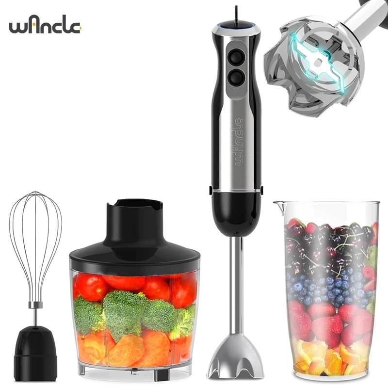 1000W Electric Handheld Mixer 4 in 1 Powerful Immersion Handheld Blender 16 Speeds Adjustable for Protein Shakes Whipped Cream