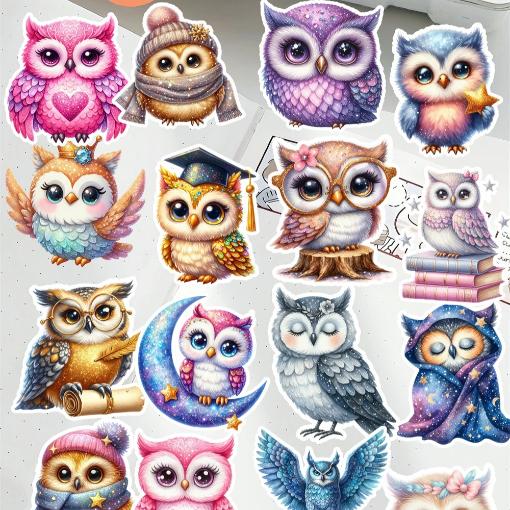 20pcs Cute Self-made Cartoon cute glowing owl Scrapbooking Stickers /Decorative Sticker /DIY Craft Photo Albums  journal