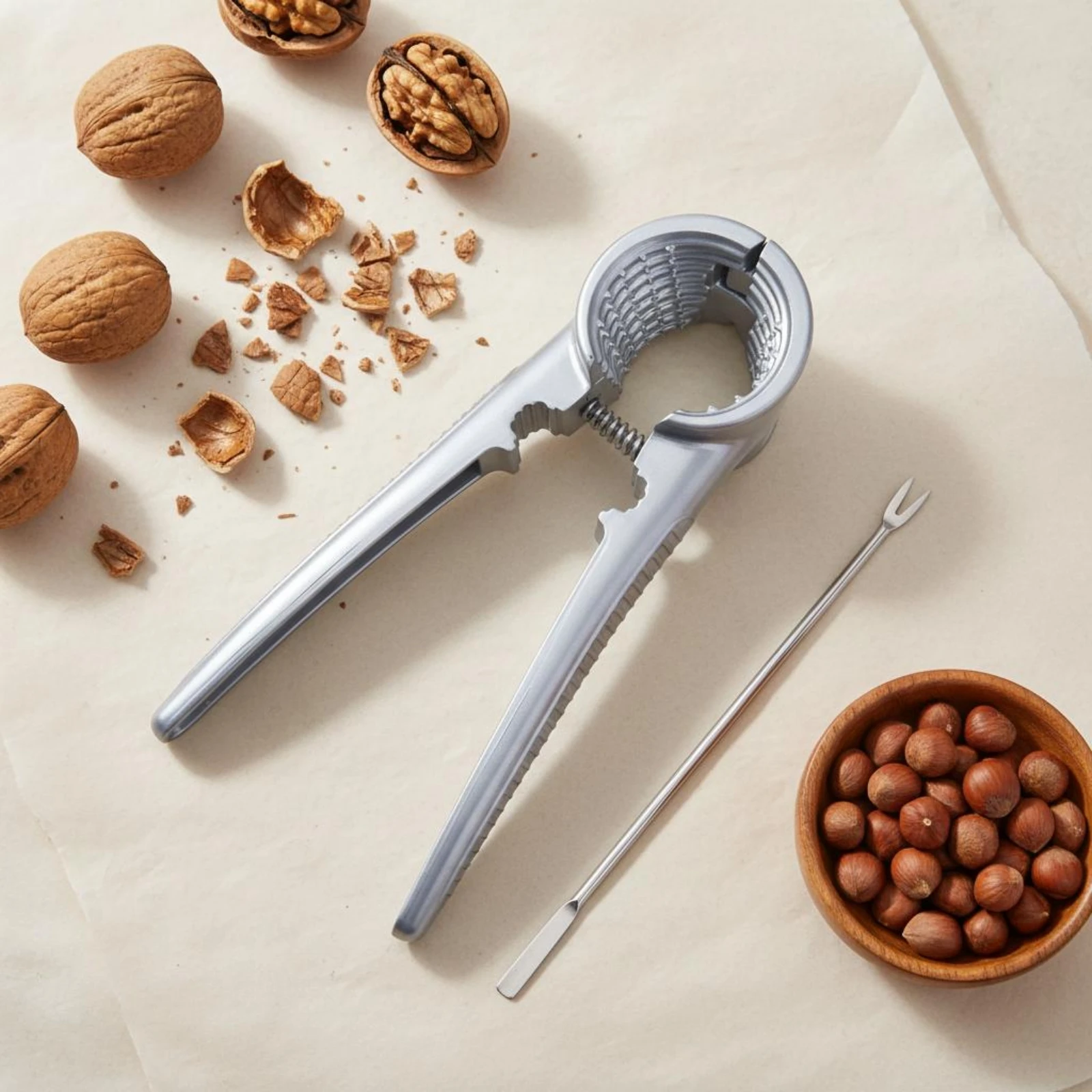 Picture 6: Plier Nutcracker Anti-Slip Coil Nutcracker Hazelnut Splitter Textured Handles Kitchen Tool Ergonomic Grip