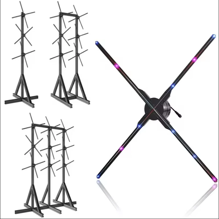 2 Blades Splicing Holographic Projector Advertising LED 3D Fan Hologram Equipment Display With App Control