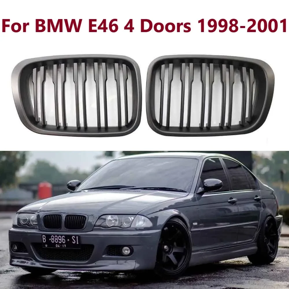 

Front Kidney Grille Double-line Matte Balck For BMW E46 3-Series 325i 330i 323i 4Door 1998-2002 Car accessories Replacement Part