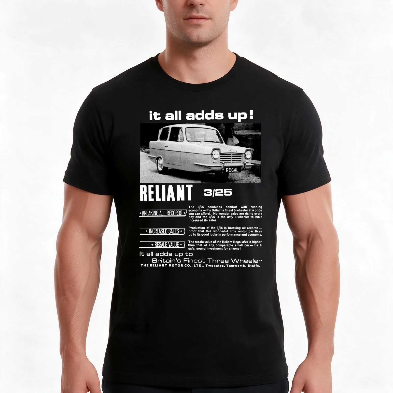 RELIANT REGAL 3/25 T-Shirt Summer Casual Cotton Tee Oversized Streetwear Tops Vintage Graphic Print Loose Fit Short Sleeve