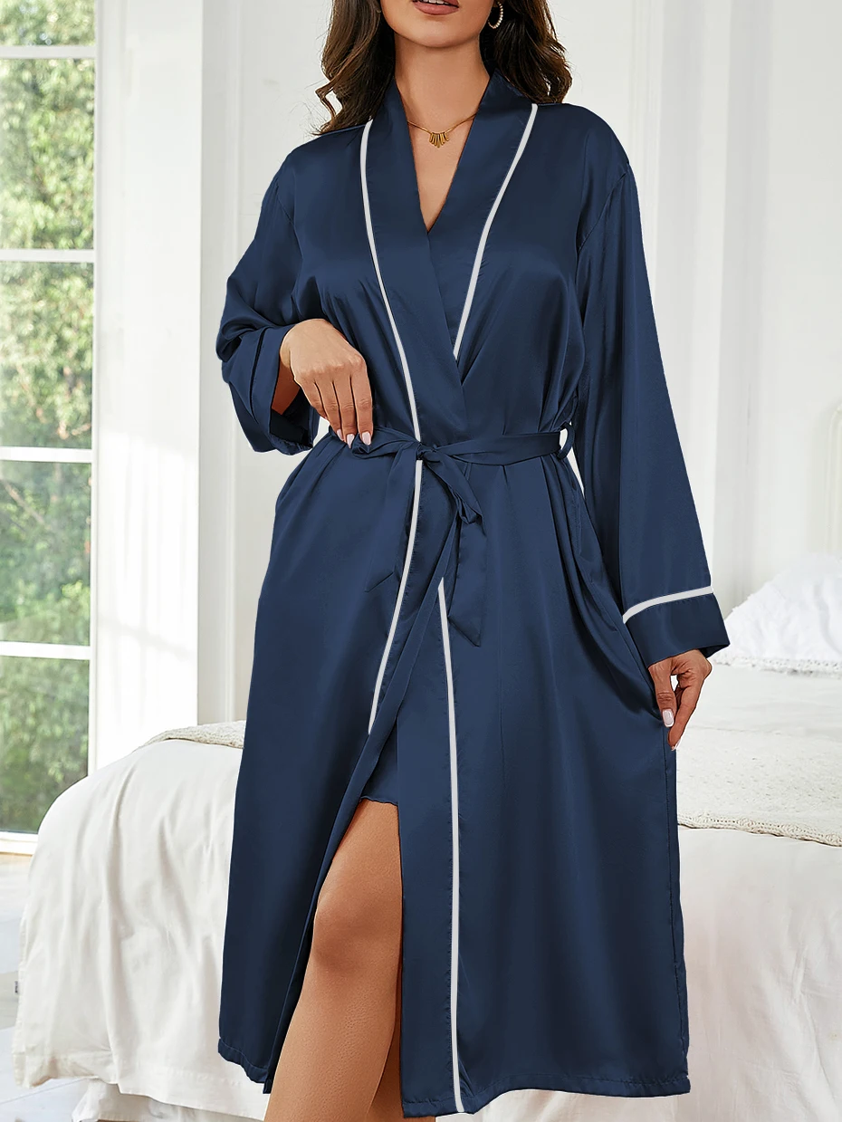 

Women's Solid-Tone Minimalist Robe Relaxed Fit Evening Ritual Plush Comfort Loungewear