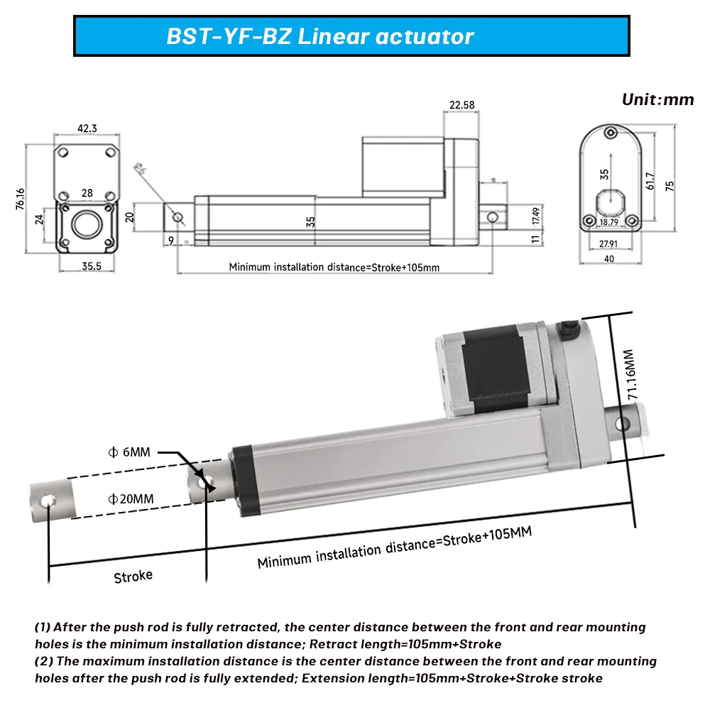 High Precision Linear Actuator Electric Linear Nema17 Stepper Motor TB6600 Drive Kit 50-500mm Stroke for Automation Equipment
